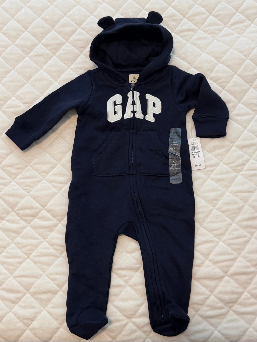 GAP Navy Hooded Baby Footie with Ears